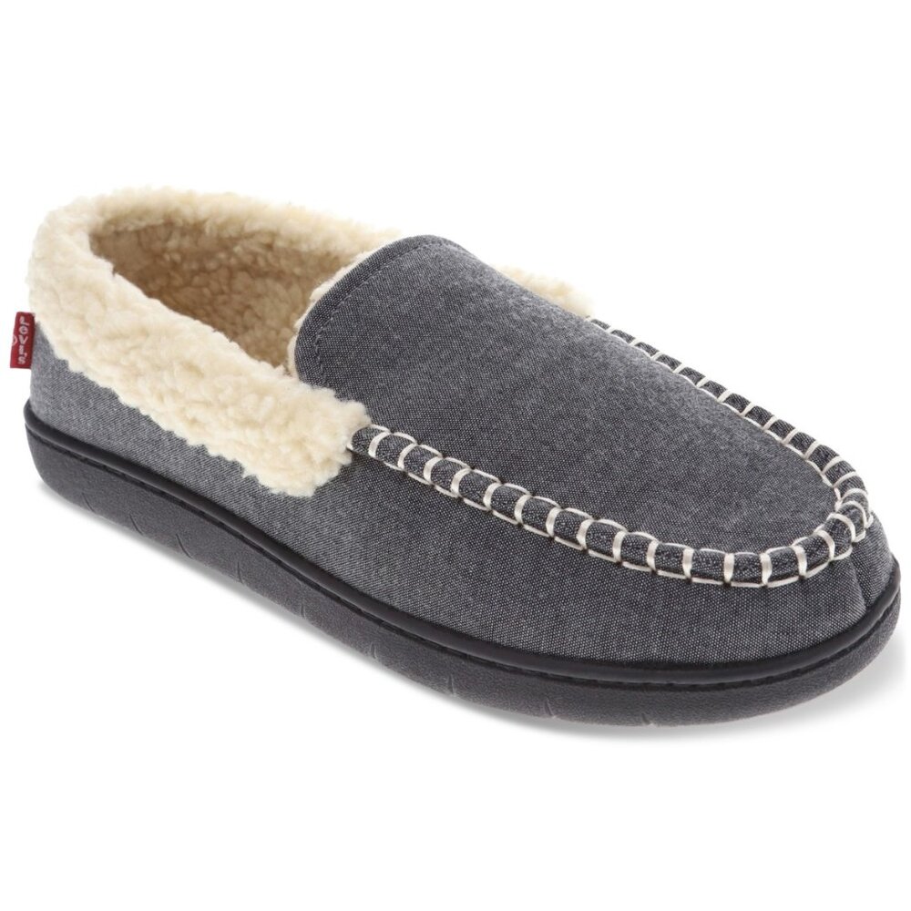 Levi's Men's Roger Faux-Sherpa Chambray Slippers